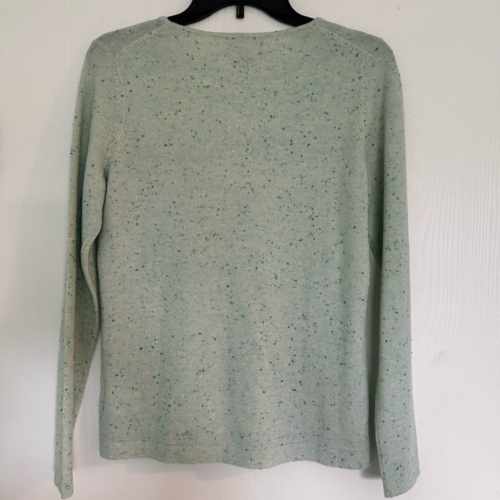 Mint speckled PURE COLLECTION sweater 100% cashmere beautiful scoop neck style - Picture 4 of 6